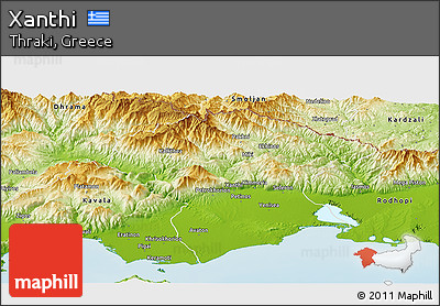 Physical Panoramic Map of Xanthi
