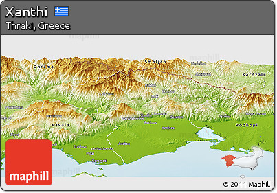 Physical Panoramic Map of Xanthi