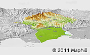 Physical Panoramic Map of Xanthi, lighten, desaturated