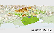 Physical Panoramic Map of Xanthi, lighten