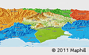 Physical Panoramic Map of Xanthi, political outside