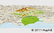 Physical Panoramic Map of Xanthi, shaded relief outside