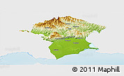 Physical Panoramic Map of Xanthi, single color outside