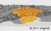 Political Panoramic Map of Xanthi, desaturated