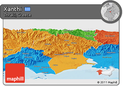 Political Panoramic Map of Xanthi