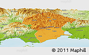 Political Panoramic Map of Xanthi, physical outside