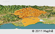 Political Panoramic Map of Xanthi, satellite outside