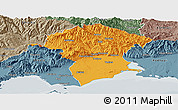 Political Panoramic Map of Xanthi, semi-desaturated