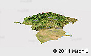 Satellite Panoramic Map of Xanthi, cropped outside