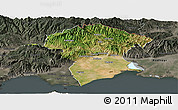 Satellite Panoramic Map of Xanthi, darken, semi-desaturated