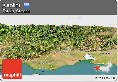 Satellite Panoramic Map of Xanthi