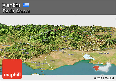 Satellite Panoramic Map of Xanthi