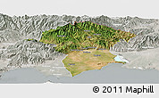 Satellite Panoramic Map of Xanthi, lighten, semi-desaturated