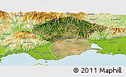 Satellite Panoramic Map of Xanthi, physical outside