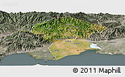 Satellite Panoramic Map of Xanthi, semi-desaturated