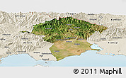Satellite Panoramic Map of Xanthi, shaded relief outside