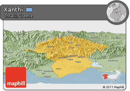 Savanna Style Panoramic Map of Xanthi
