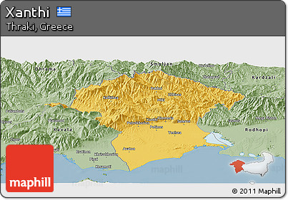 Savanna Style Panoramic Map of Xanthi