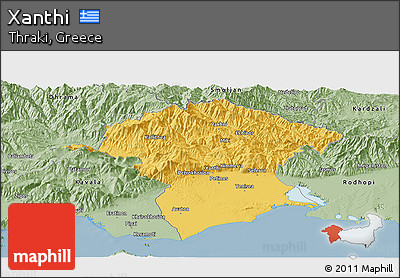 Savanna Style Panoramic Map of Xanthi