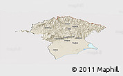Shaded Relief Panoramic Map of Xanthi, cropped outside