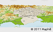 Shaded Relief Panoramic Map of Xanthi, physical outside