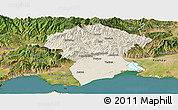 Shaded Relief Panoramic Map of Xanthi, satellite outside