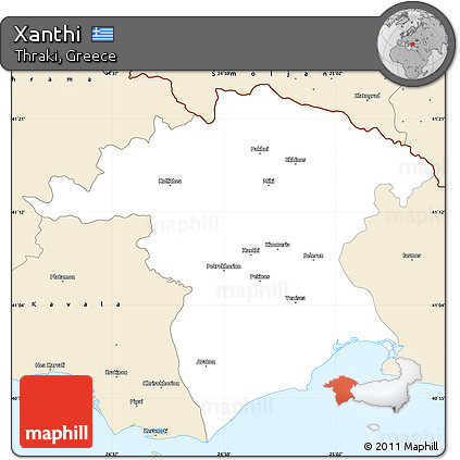 Classic Style Simple Map of Xanthi