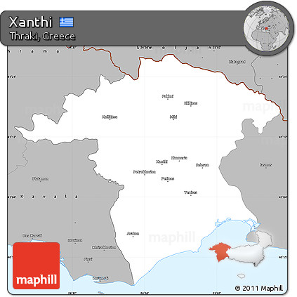 Gray Simple Map of Xanthi