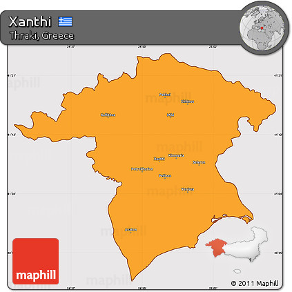 Political Simple Map of Xanthi, cropped outside