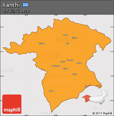 Political Simple Map of Xanthi, cropped outside