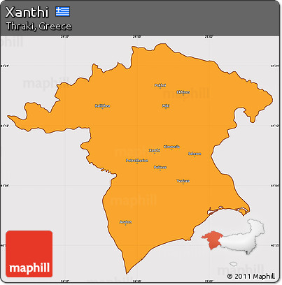 Political Simple Map of Xanthi, cropped outside