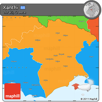 Political Simple Map of Xanthi