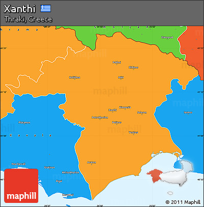 Political Simple Map of Xanthi