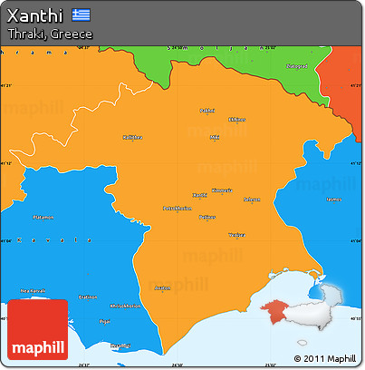 Political Simple Map of Xanthi