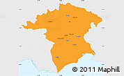 Political Simple Map of Xanthi, single color outside