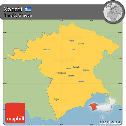 Savanna Style Simple Map of Xanthi, single color outside