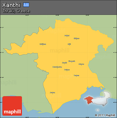 Savanna Style Simple Map of Xanthi, single color outside