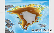 Physical 3D Map of Greenland, darken, desaturated, land only