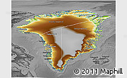 Physical 3D Map of Greenland, darken, desaturated