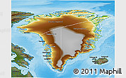 Physical 3D Map of Greenland, darken, land only