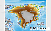 Physical 3D Map of Greenland, desaturated, land only