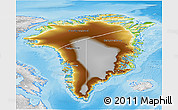 Physical 3D Map of Greenland, lighten, desaturated, land only