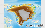 Physical 3D Map of Greenland, lighten, land only