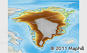 Physical 3D Map of Greenland, lighten, semi-desaturated, land only