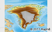 Physical 3D Map of Greenland, political shades outside