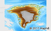 Physical 3D Map of Greenland, single color outside, bathymetry sea