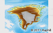 Physical 3D Map of Greenland, single color outside, bathymetry sea, shaded relief sea