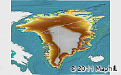 Physical 3D Map of Greenland, single color outside, satellite sea