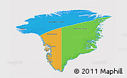 Political 3D Map of Greenland, cropped outside