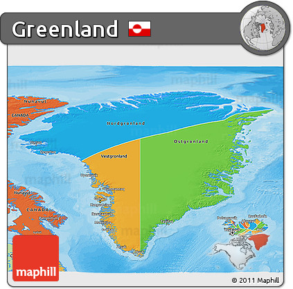 Political 3D Map of Greenland